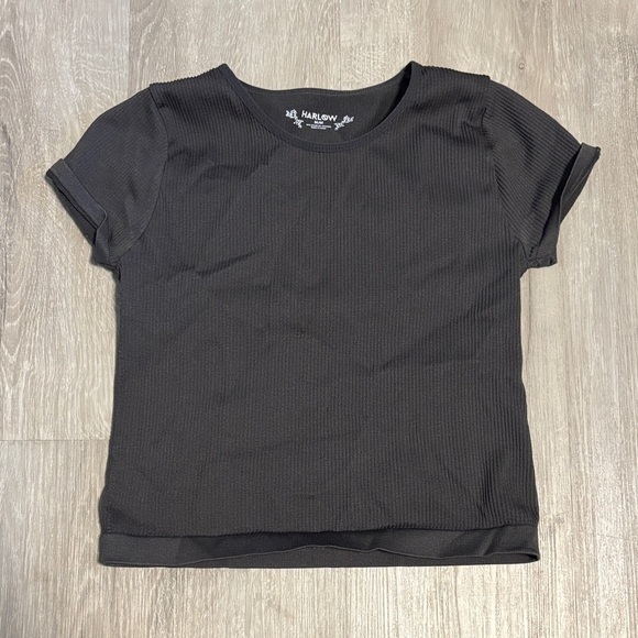 Harlow Ribbed Gray Short Sleeve Top - Picture 1 of 1